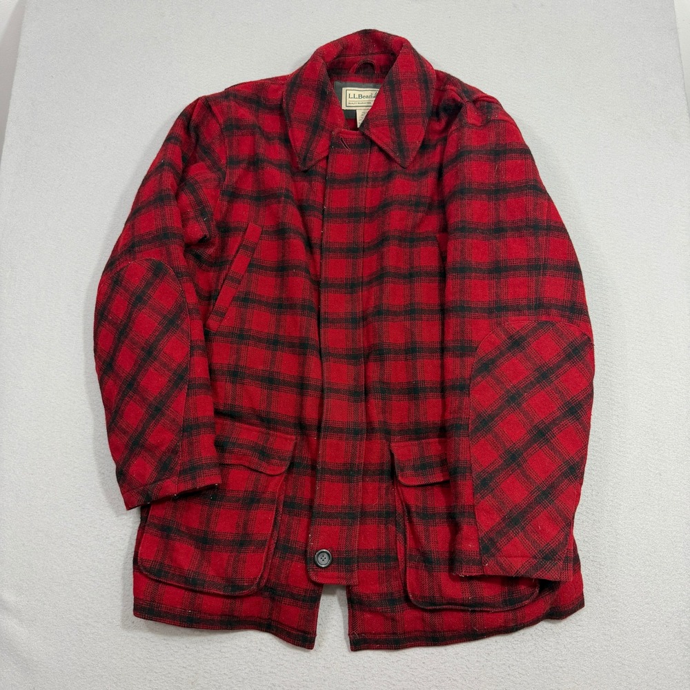 LL Bean Wool Coat Mens XL Tall Plaid Maine Guide Jacket Insulated Hunting 271113
